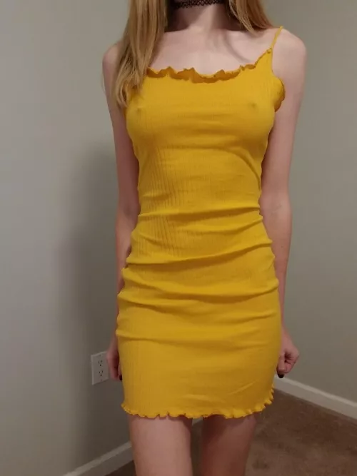 Braless in a sundress 