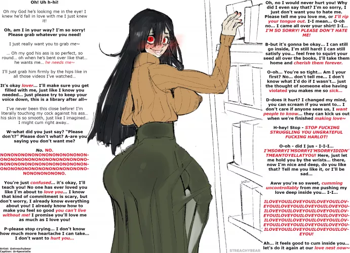 You met your wife at the library [yandere] [rape] [art by streachybear]