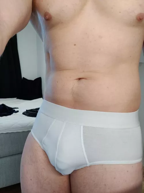 My glans outline in white briefs