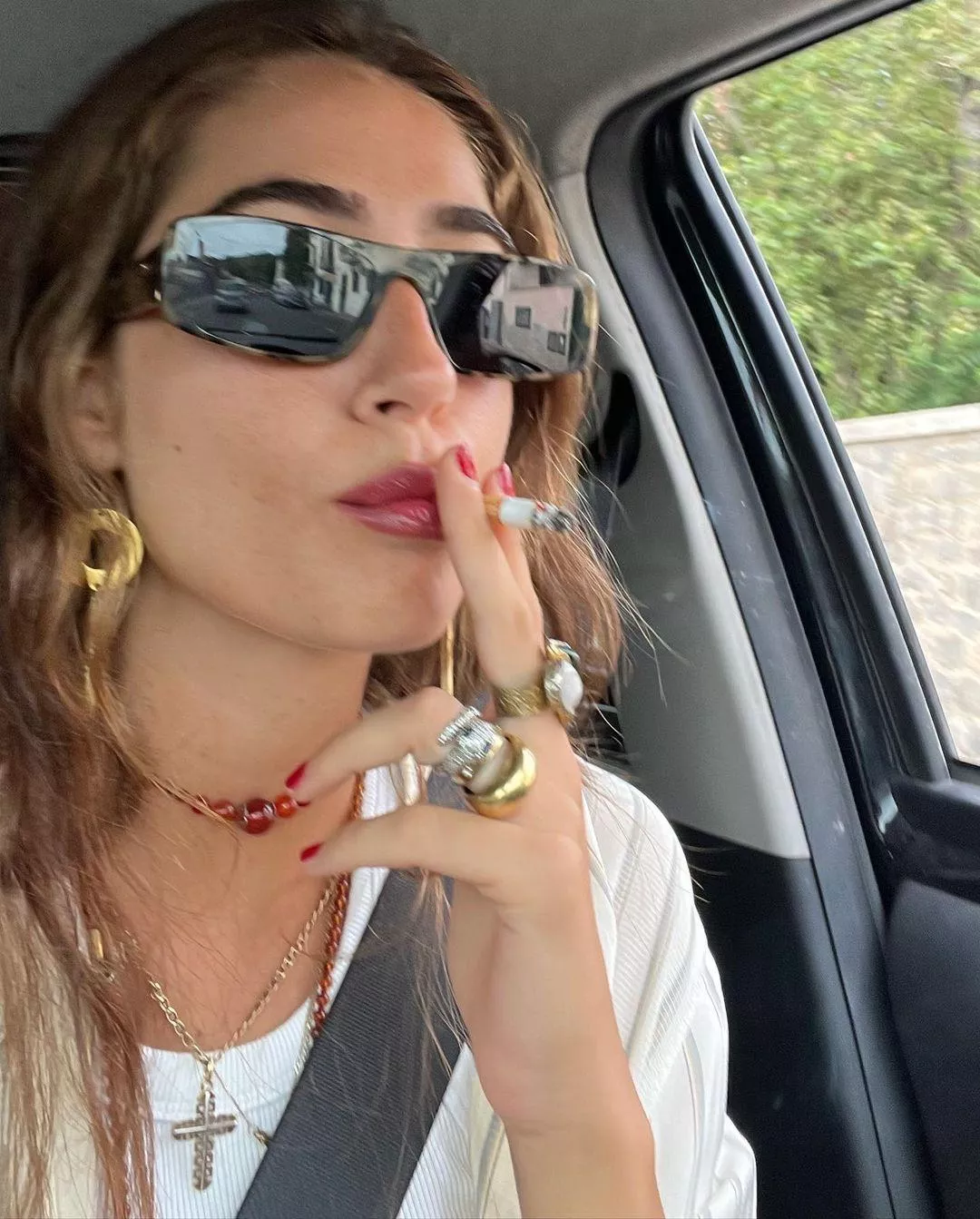 Smoking behind the wheel 