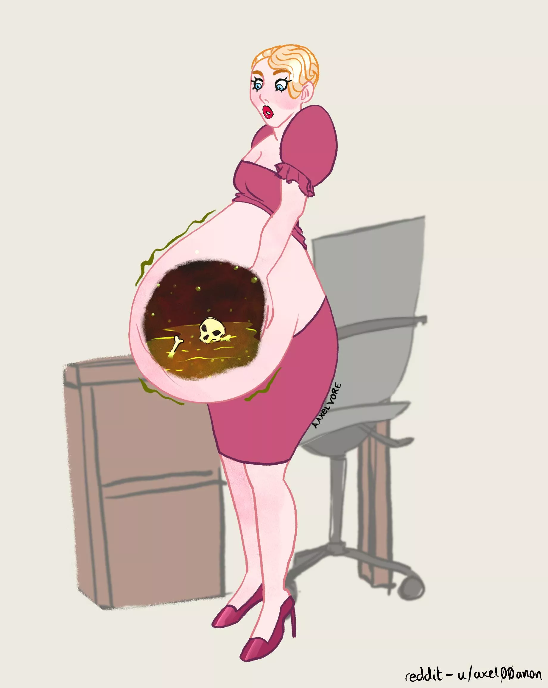 {comic} Indigestion at work F/? (female pred, hard digestion) (OC)