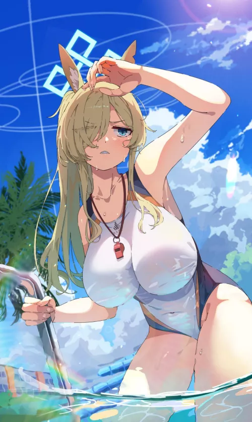 Cute angel waifu at the beach