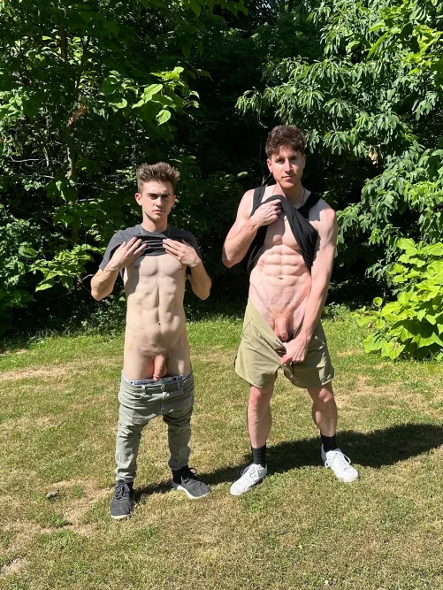 Me and my stepbrother letting it all out in the public park 