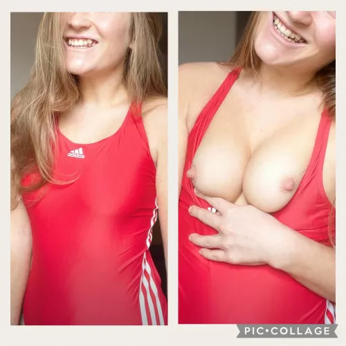 What your favourite uni swimmer wears VS what’s underneath it 🤭 