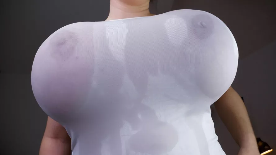 Oily adventure with my massive 2500cc fake tits.