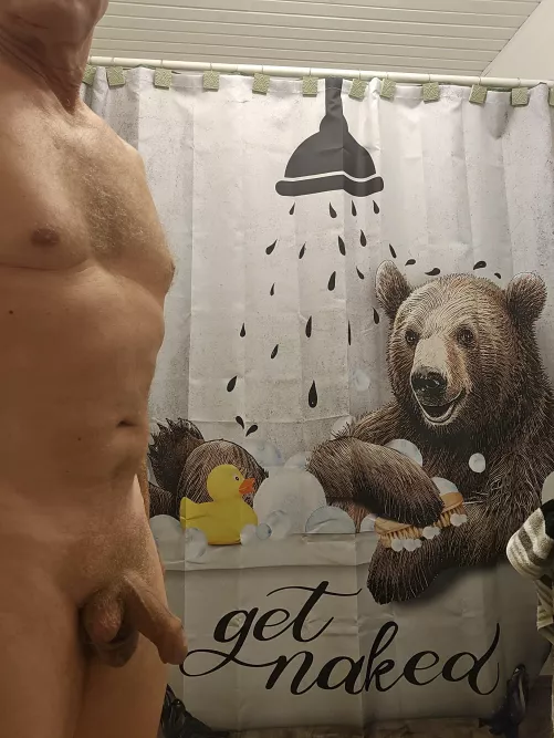 Got a new shower curtain lol at the cottage 