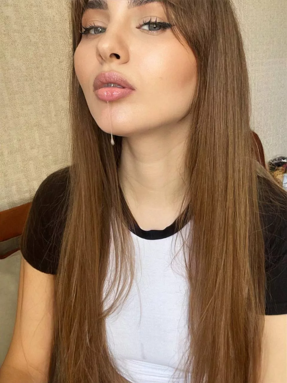 I hope your tongue ready to catch my spit