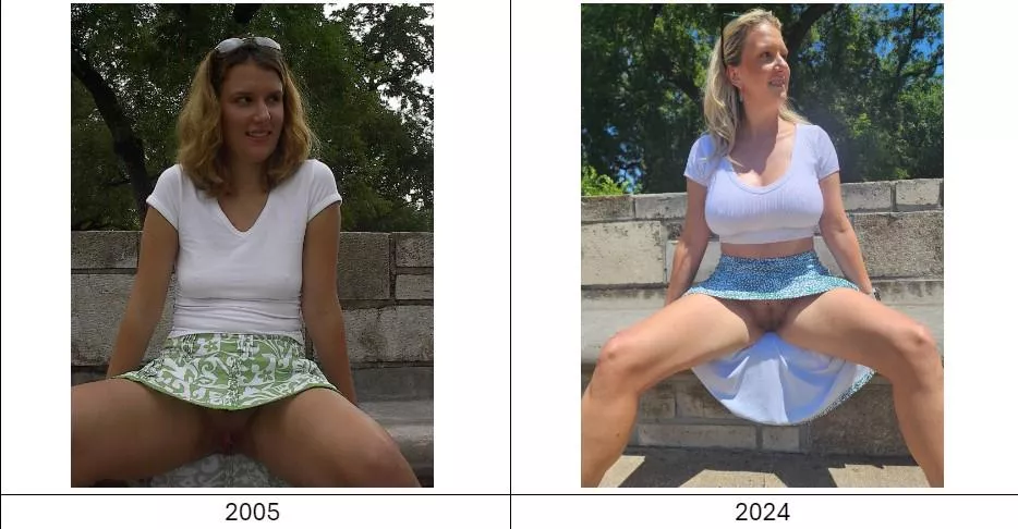 Me in 2005 and 2024. Same place, same pose. How have I aged?