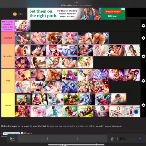 Tier list of the gallery Honiepop 1