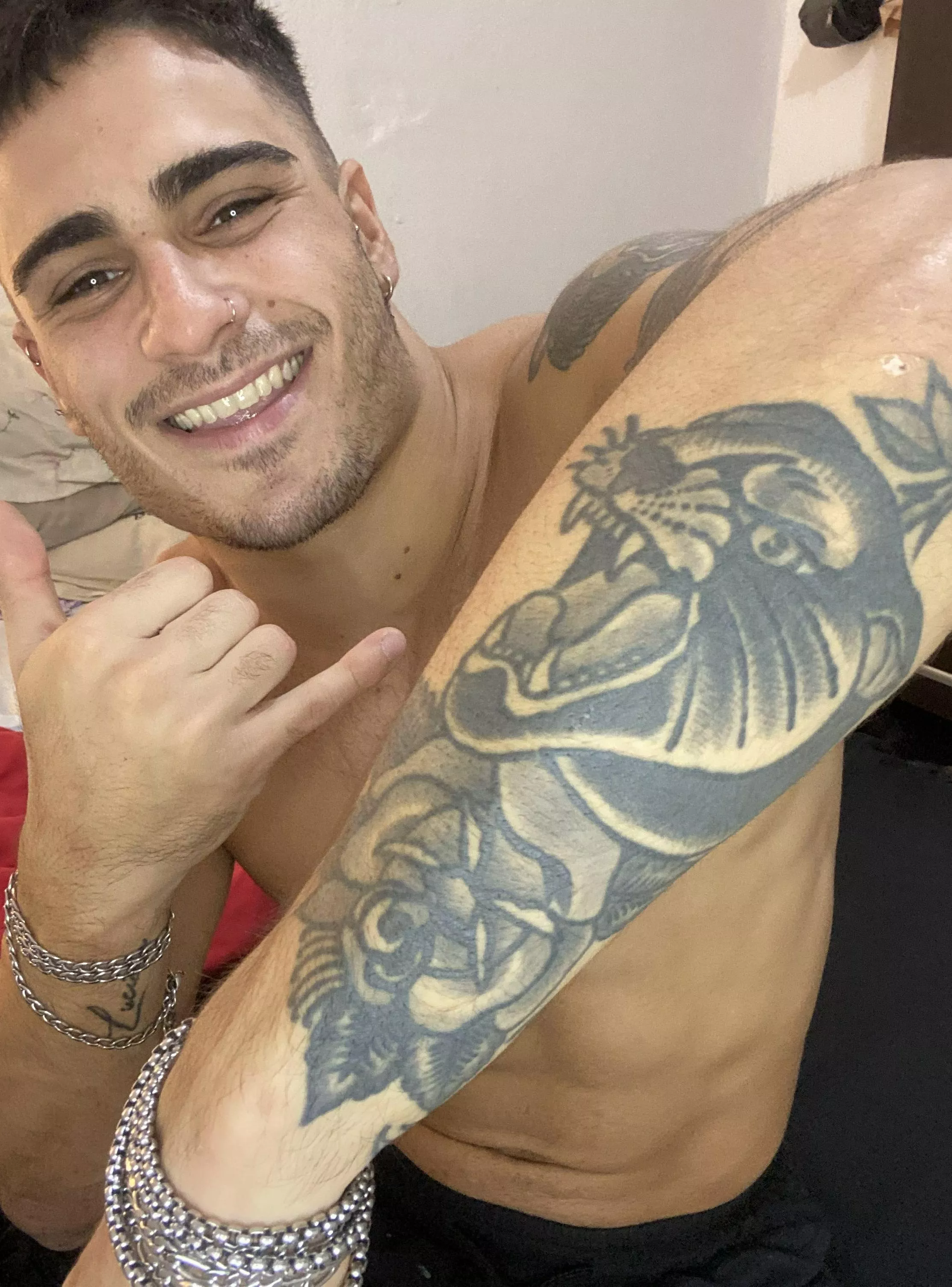  Just a casual show-off: my muscular arms and ink in all its glory 