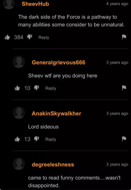 [Laughs in Sith Lord]