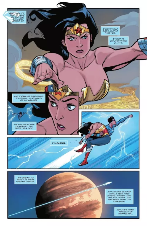 Can’t even focus on Wonder Woman being tackled to Jupiter [Adventures of Superman: Jon Kent #6]