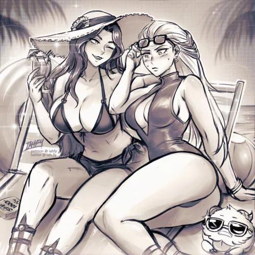 Leona and Diana at the Beach. (iah_fy)