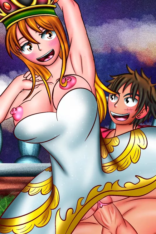 Luffy giving Nami the princess treatment (Flores)