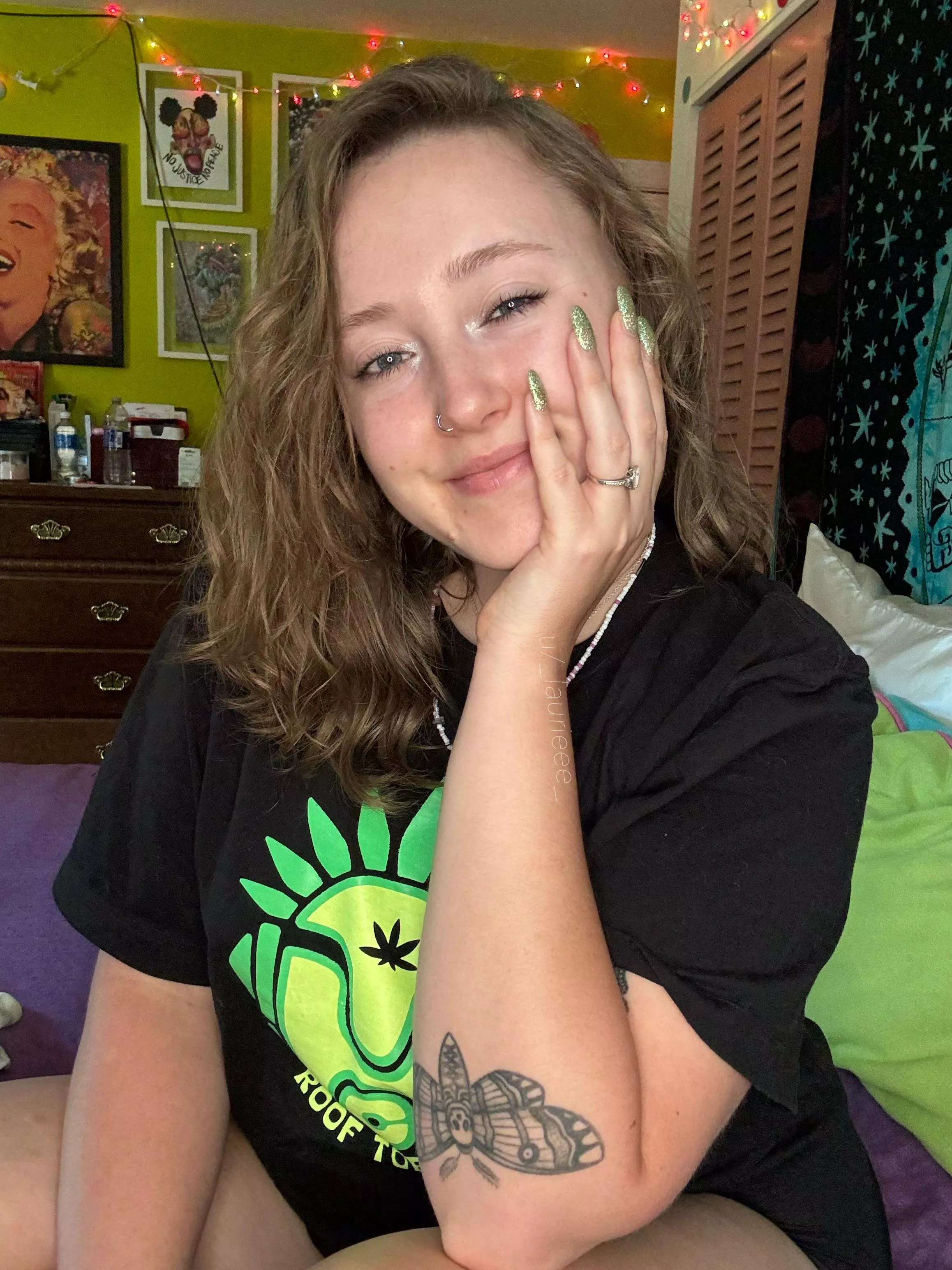 My new nails match my shirt and room! 