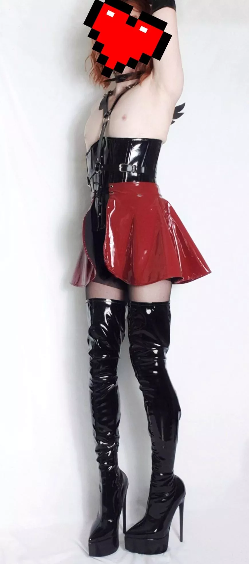 Trying on some PVC to match my boots to become a shiny femboy, what do you think?