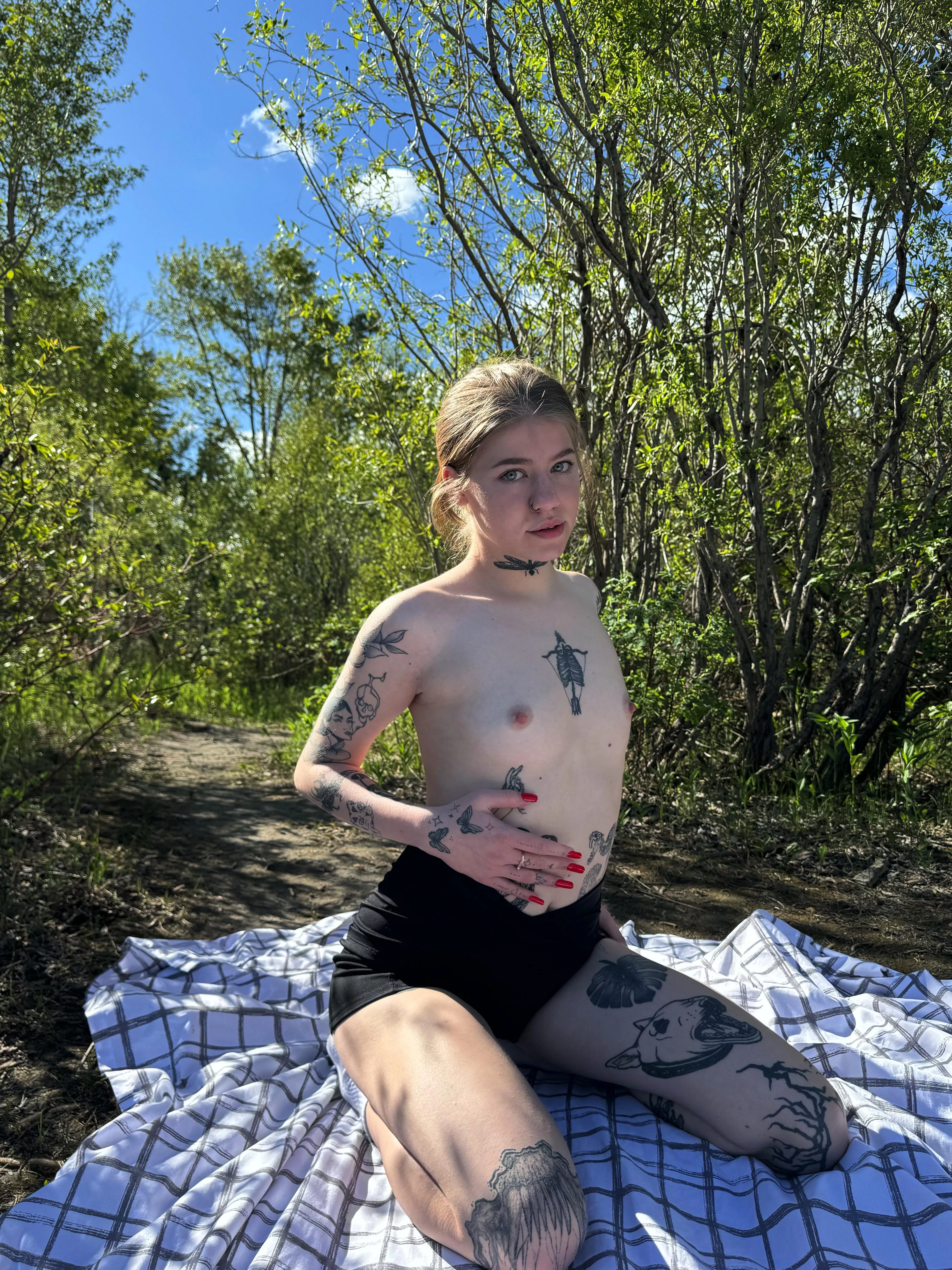 (F) Run your hands down my body and play with my perky nipples