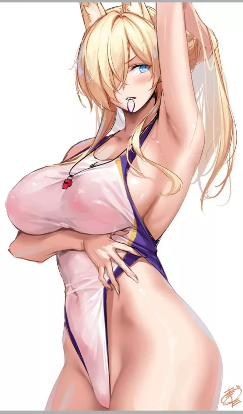 Kanna tying up her hair (Okitakung) [Blue Archive]