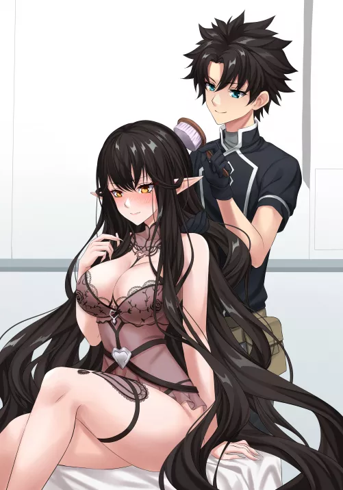 Brushing Semiramis hair