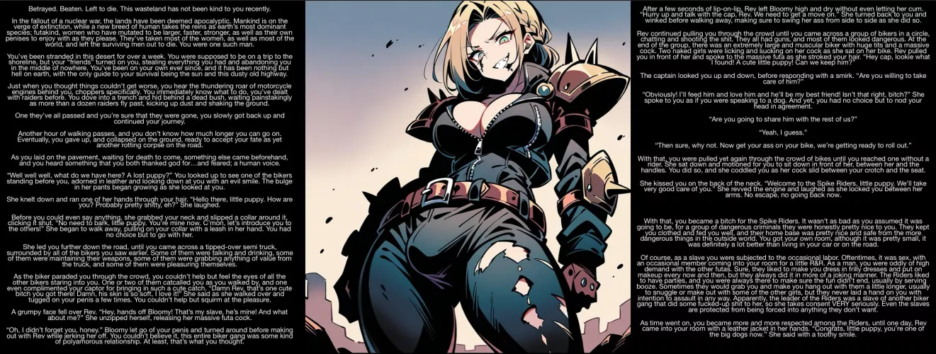 Futapocalypse: the Riders [story] [male POV] [futa] [apocalypse] [bikers] [futa on female/male] [male on futa] [NO non-con, consent is sexy]