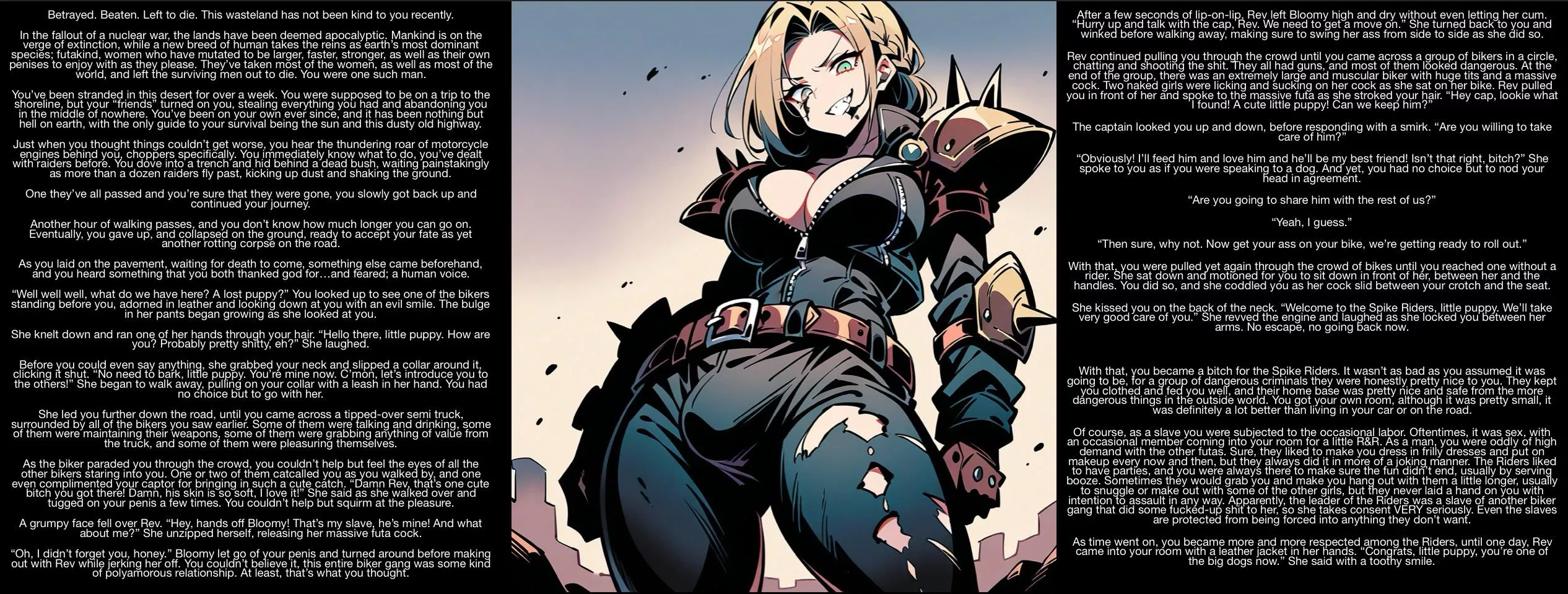 Futapocalypse: the Riders [story] [male POV] [futa] [apocalypse] [bikers] [futa on female/male] [male on futa] [NO non-con, consent is sexy]