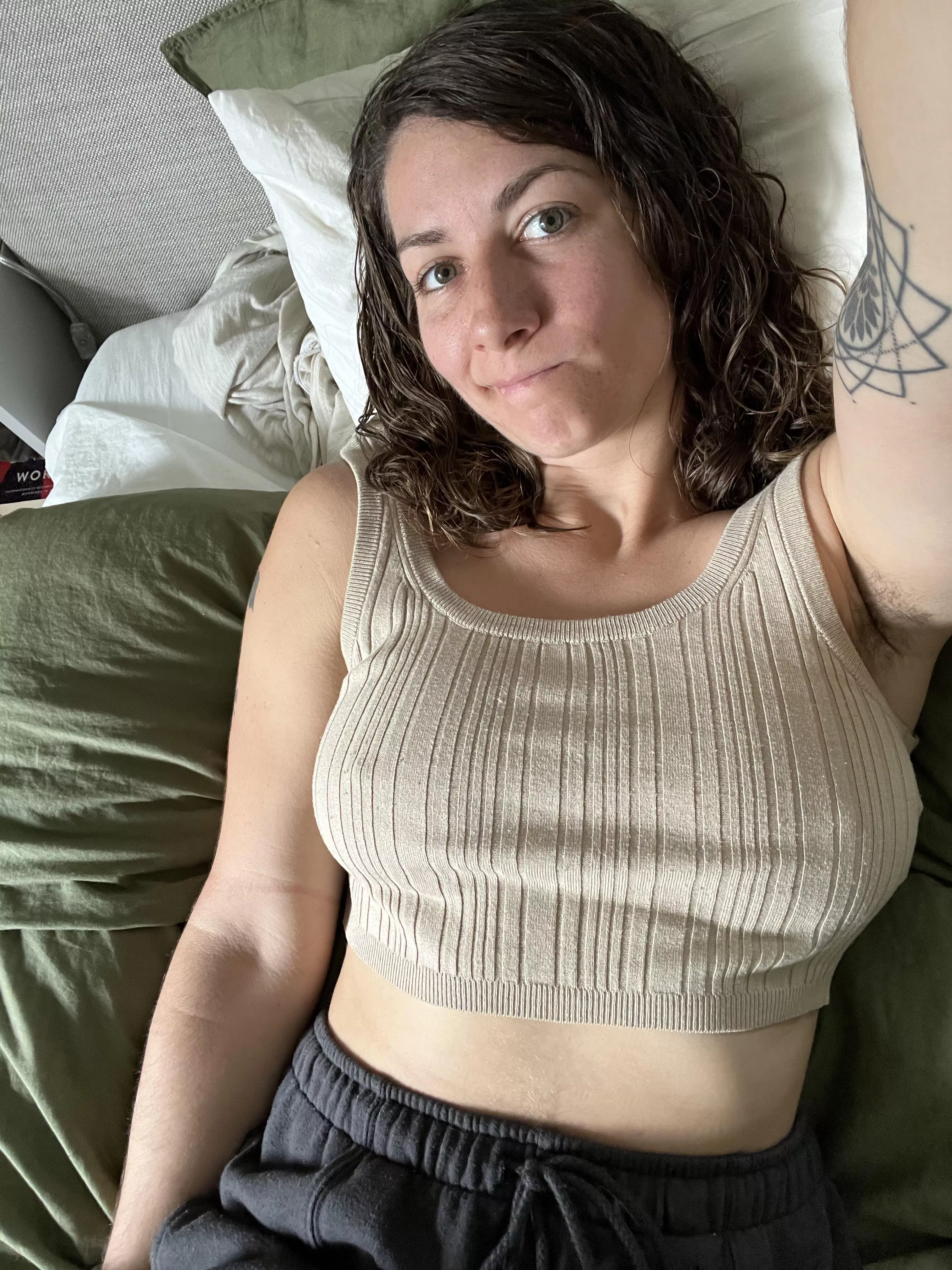 In bed with a sore back today 😕 [f]