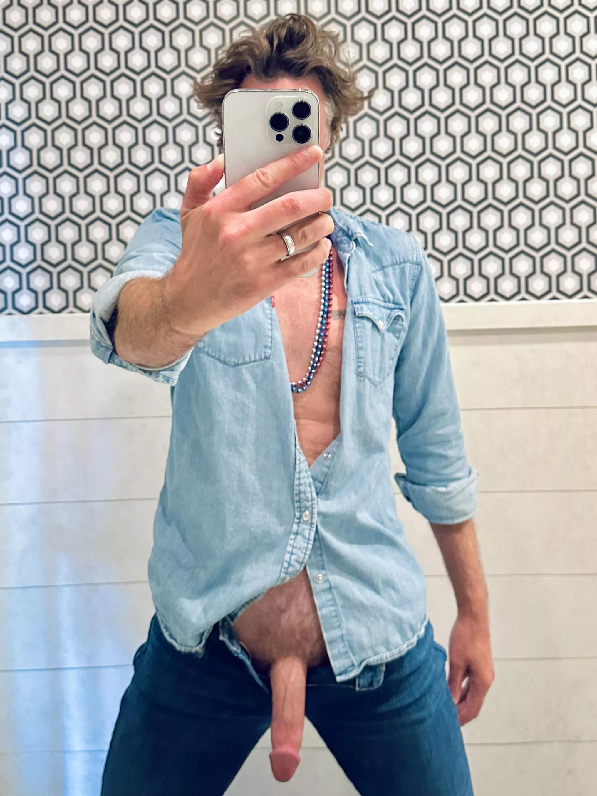 Denim, beads, and a big dick [48]