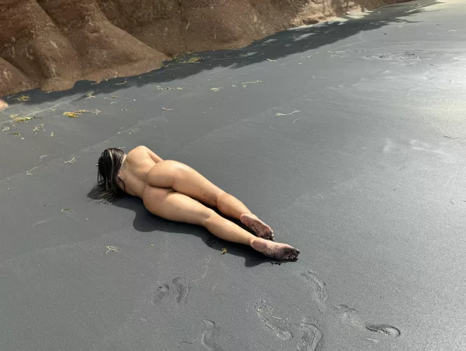 A surreal seascape. Love this beach with beautiful black sand.