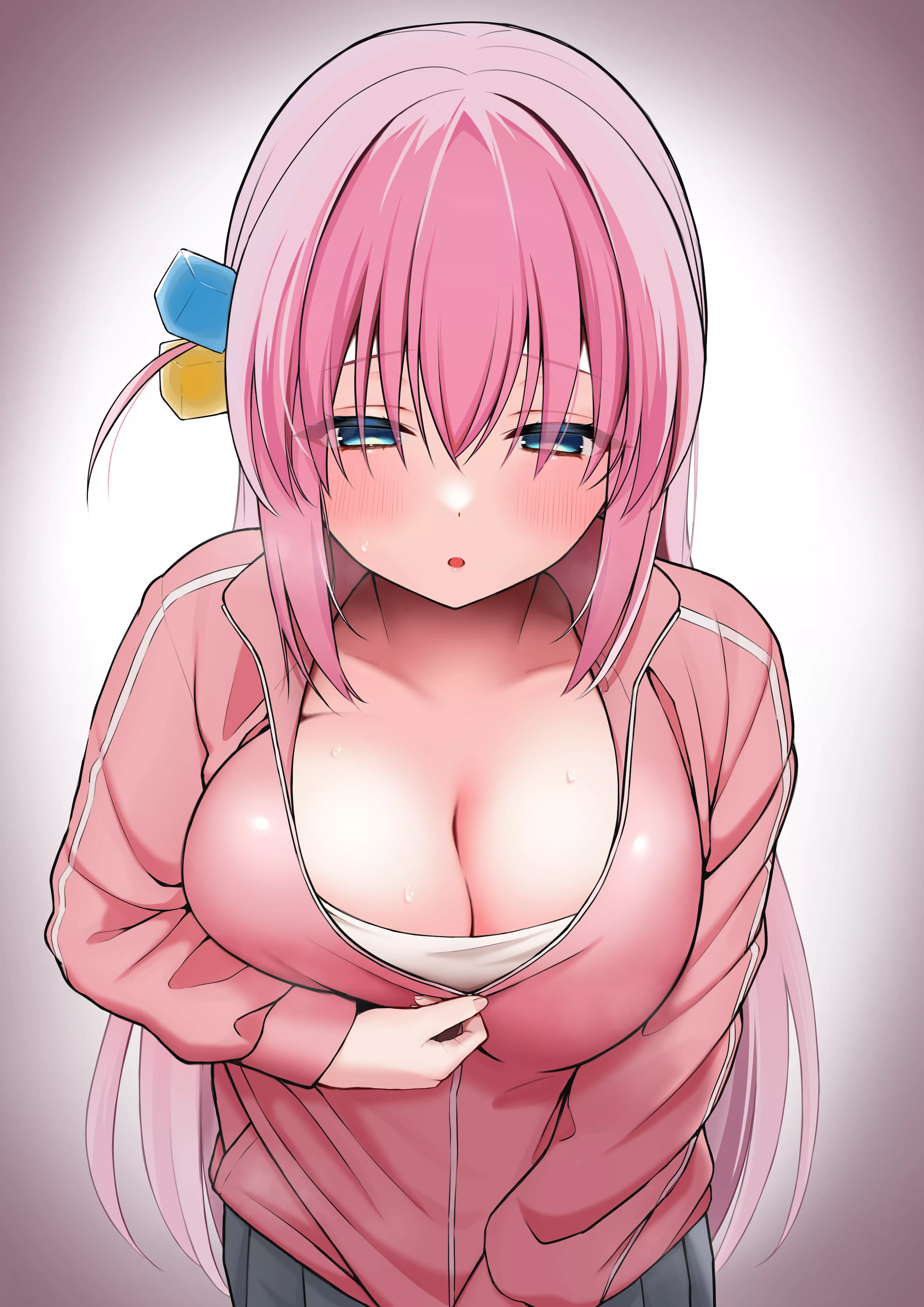 Bocchi Trying Her Best To Hide Her Big Tits (Bocchi The Rock)