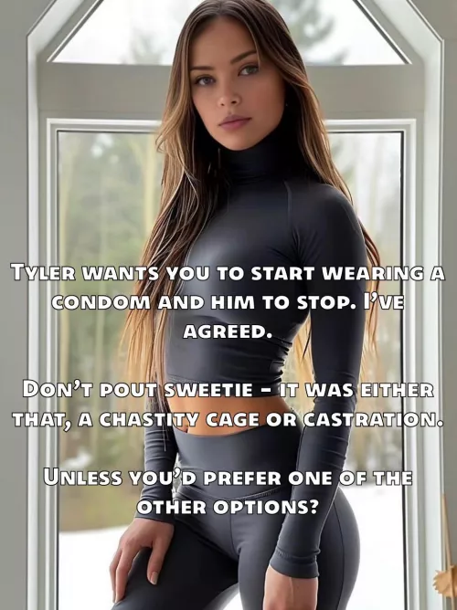 Even if you accept the condom, don’t be surprised if the other ‘options’ stop becoming options - Tyler can be very cruel…