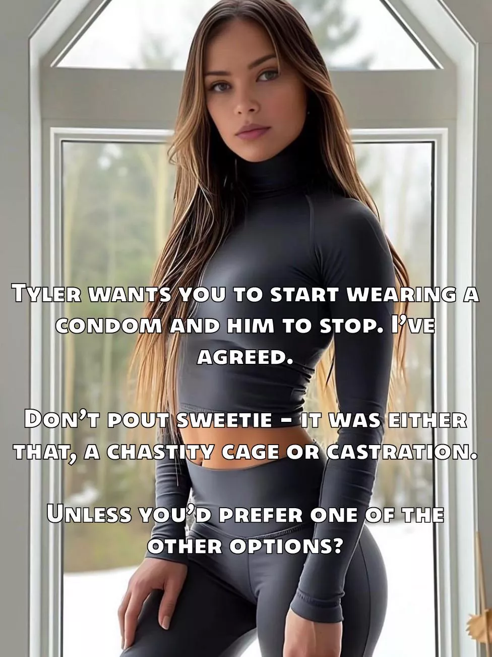 Even if you accept the condom, don’t be surprised if the other ‘options’ stop becoming options - Tyler can be very cruel…