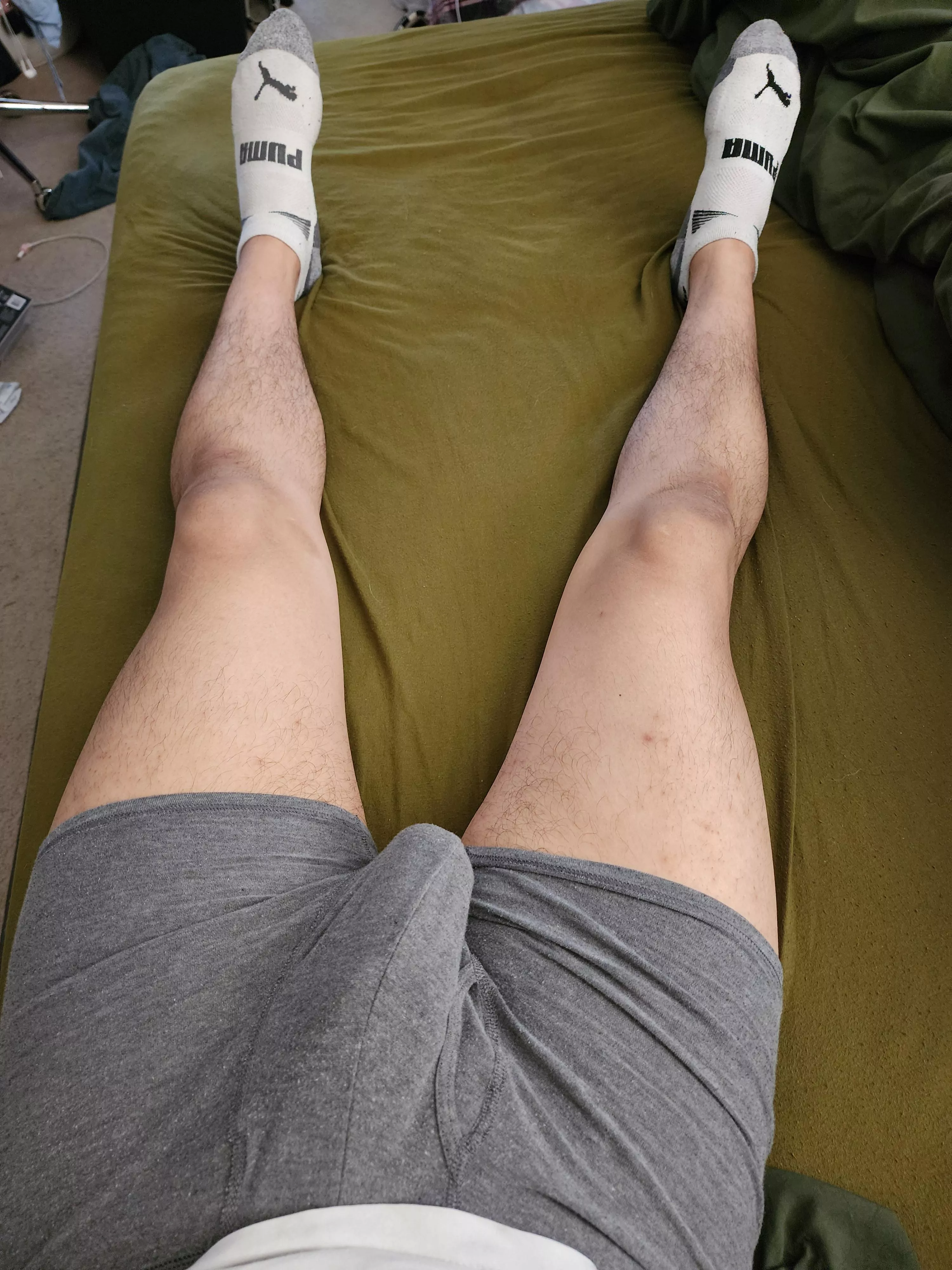 Hot weather, work is over, and pant are off