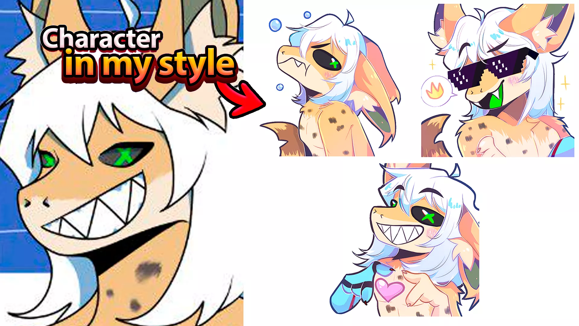 Image of the character sent by the customer vs my interpretation ✨ What do you think?