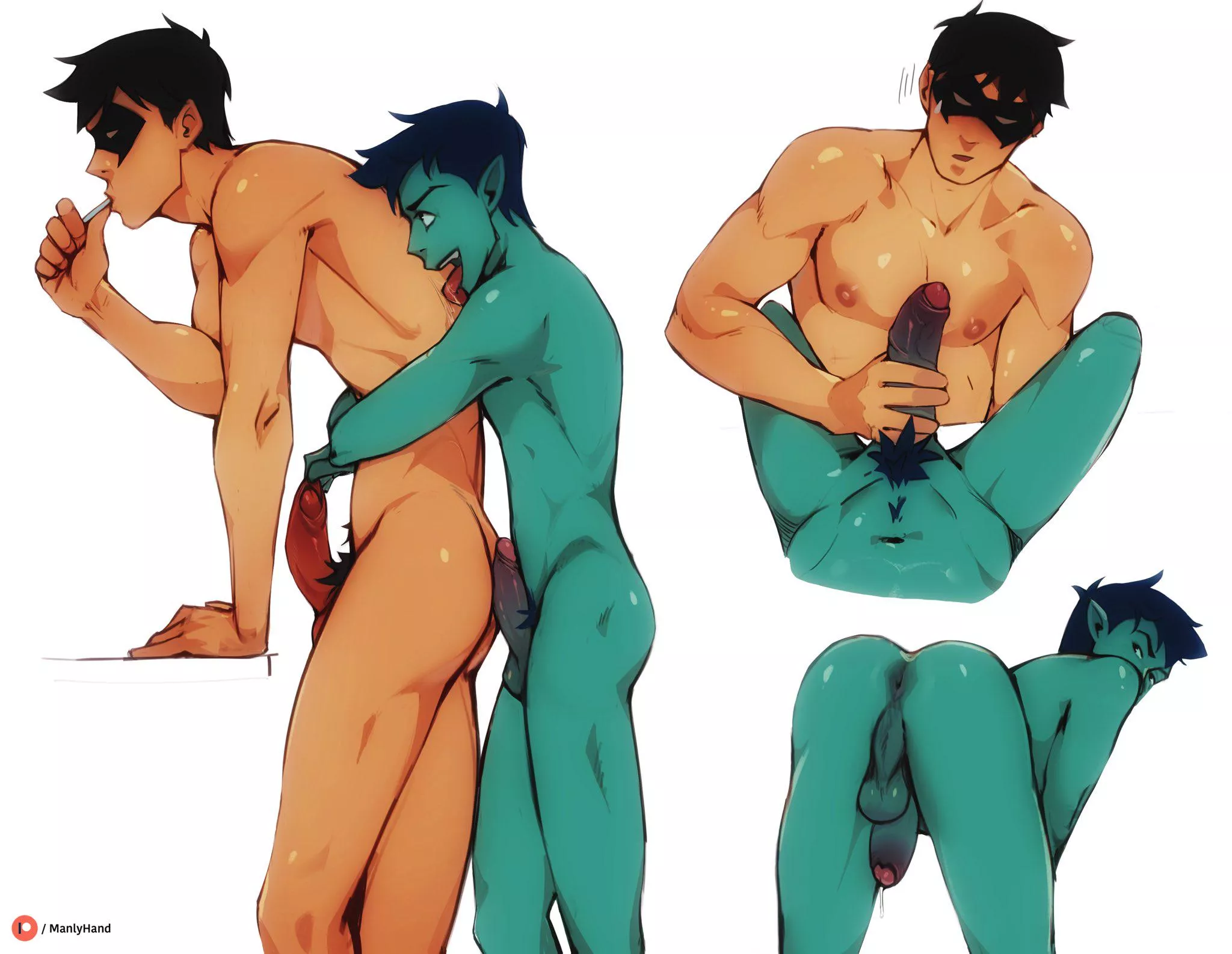 Nightwing and Beast Boy (By ManlyHand) 