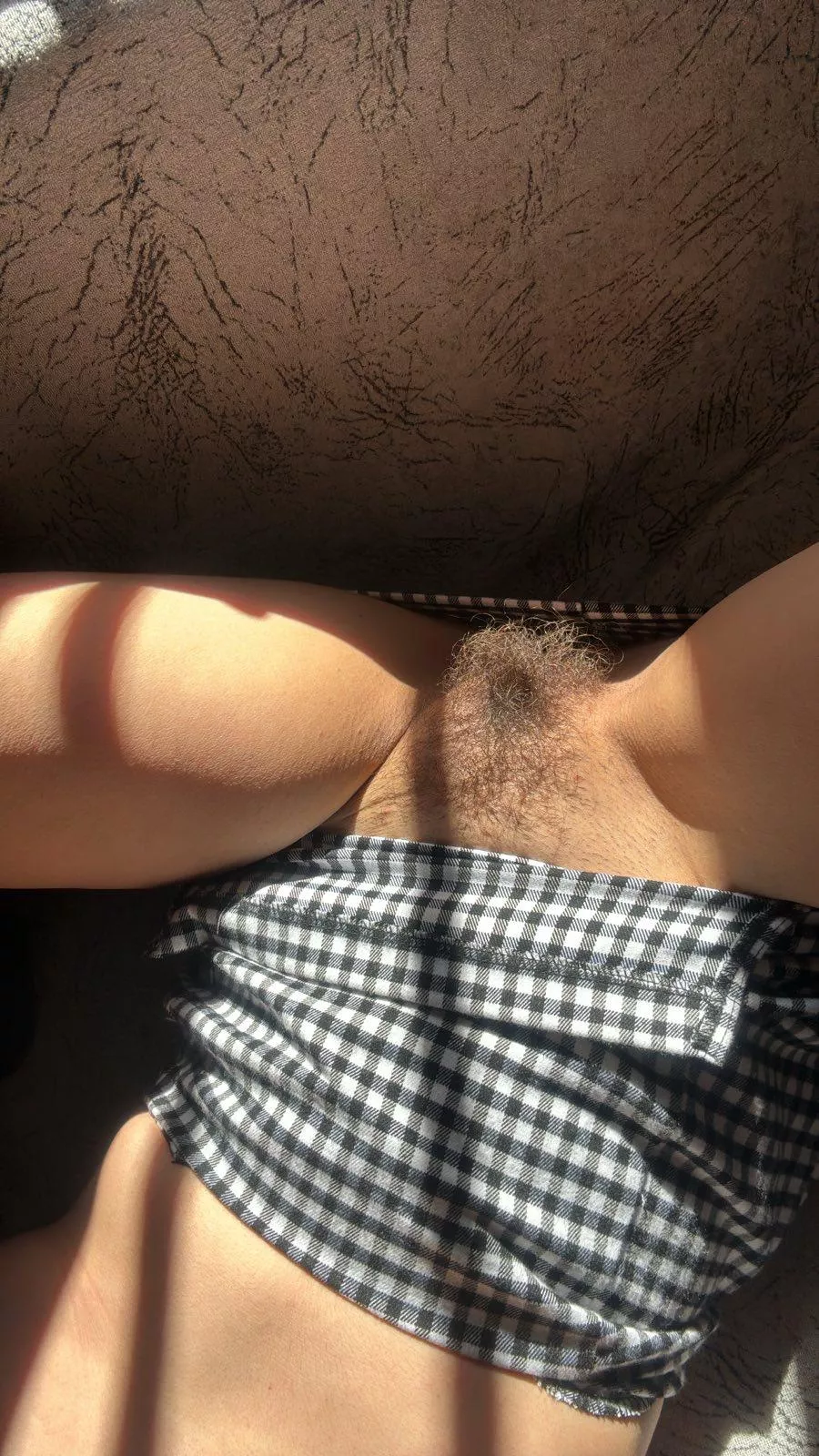 Oops i accidentally slide off the couch & my skirt rode up