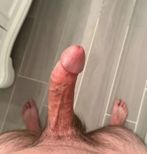 (43) just you ordinary slightly curved but big and thick daddy cock. Wanna give it a try?