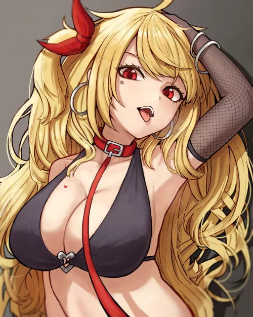 She said she got a new swimsuit. I said I got her a new leash for her collar. She loves showing it off and doesn't mind when I pull back a little harder