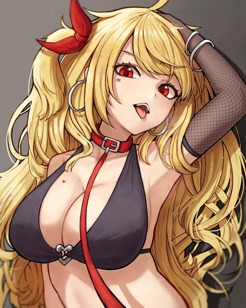 She said she got a new swimsuit. I said I got her a new leash for her collar. She loves showing it off and doesn't mind when I pull back a little harder