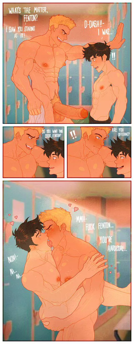 The one time Danny Phantom didn't mind being shoved against the lockers by Dash (By Cuckoo_chan) 