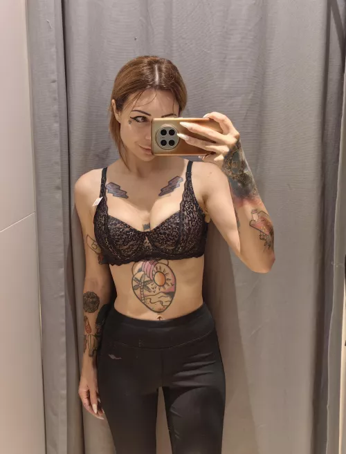 Trying on a new bra for a date
