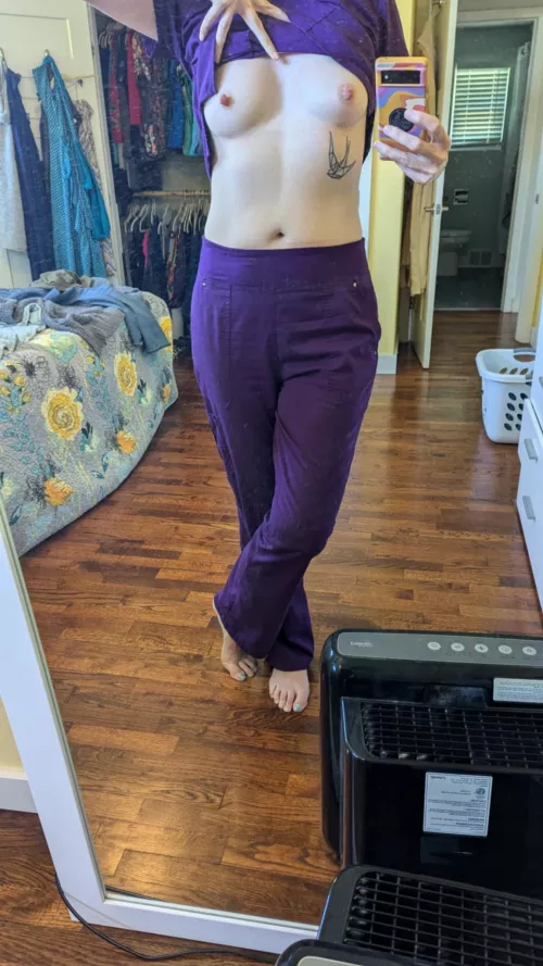 Finally home from my shift. Want to come over?