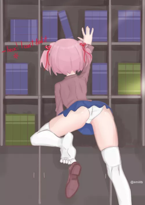 Natsuki is trying to find her literature (manga) 
(⌒_⌒;)