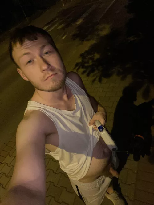 On the night walk with dog 😏