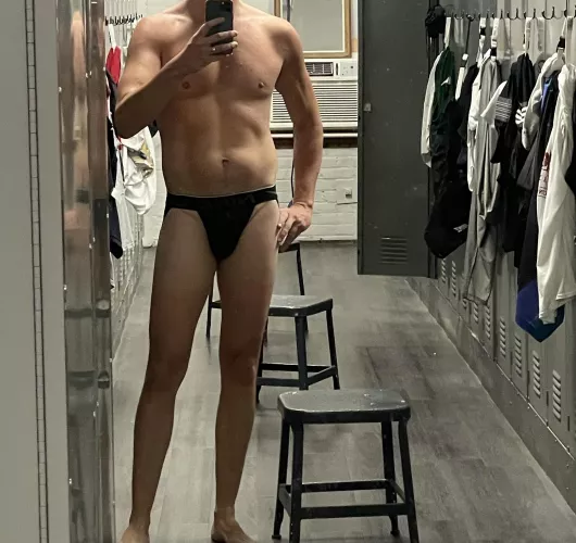 Jock’d (Nike) in locker room 