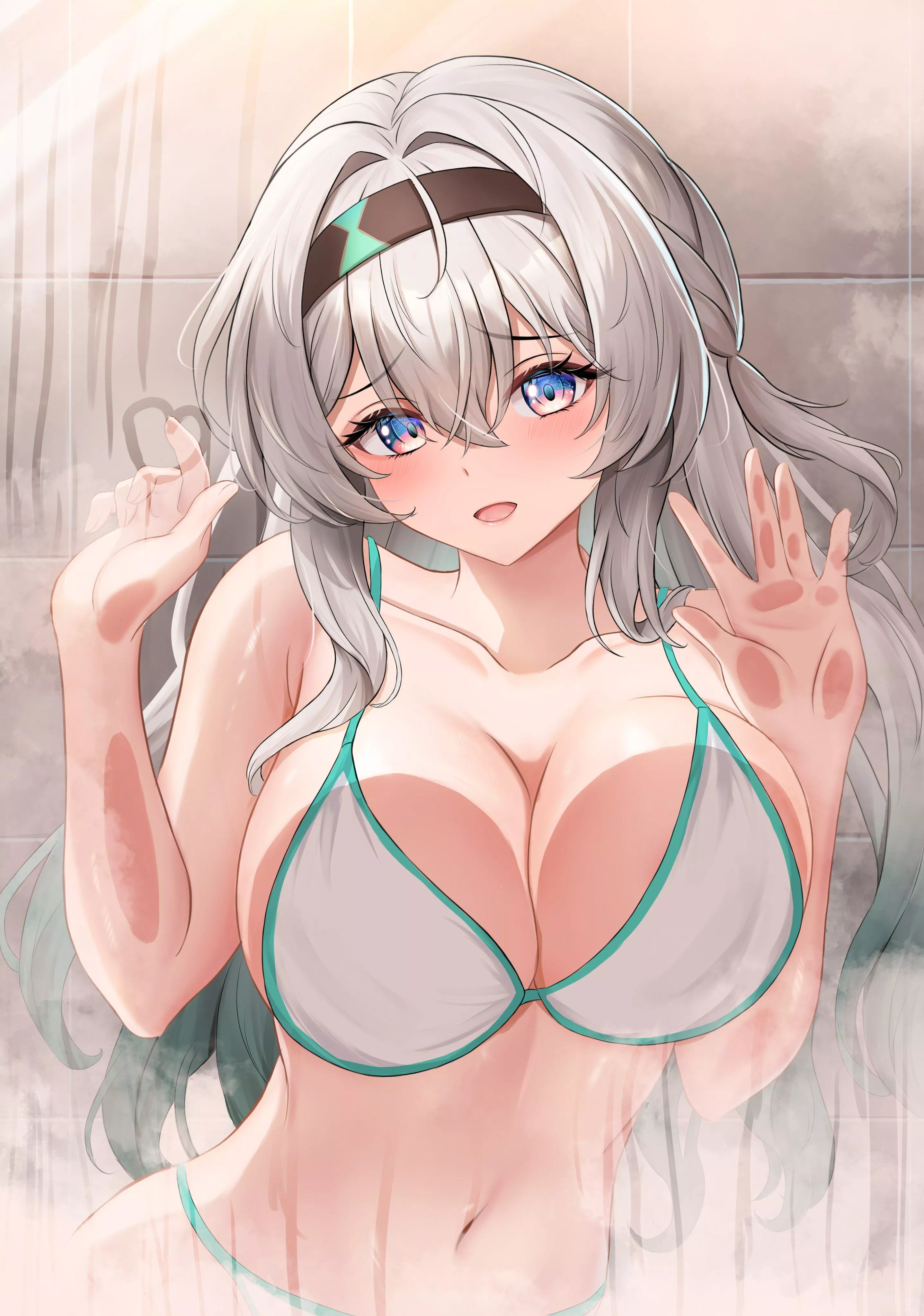 Sexy firefly pressing against the glass