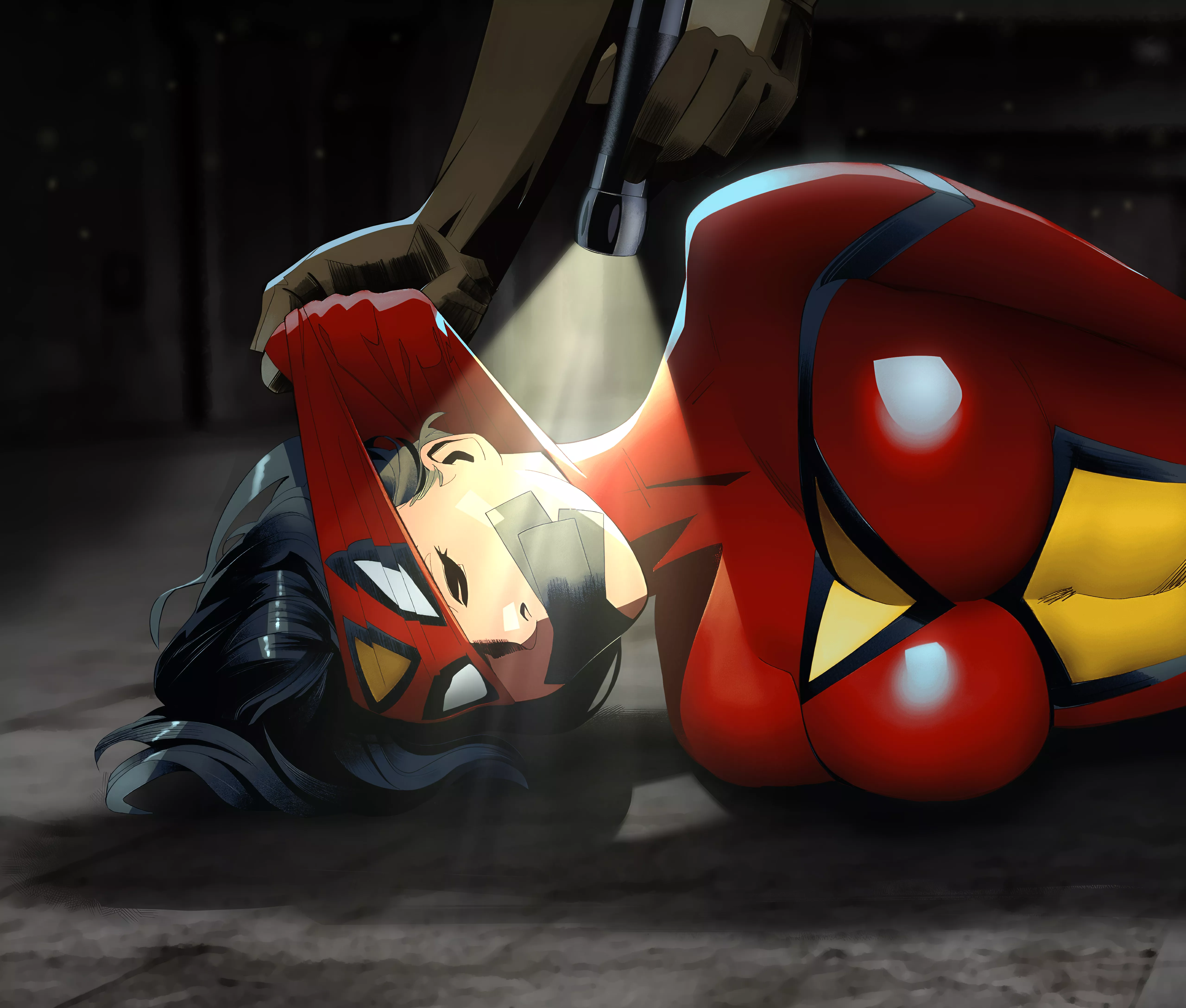 Spider-Woman Down for the Count by Lyxella (original by Telikor)
