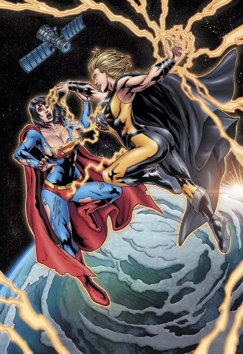 Superwoman battles Nuclear Woman by rustedpeaces