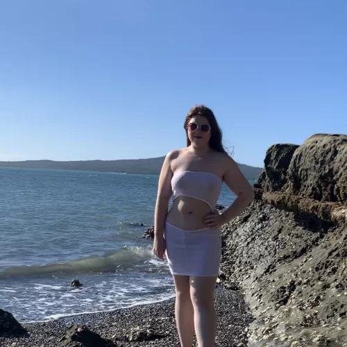 Beach day with my favorite sheer dress 🥰