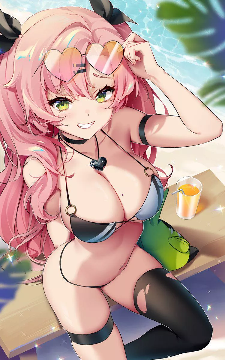 Nicole Demara on bench with drink (rimuu) [Zenless Zone Zero]