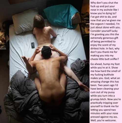 Things have changed since she stopped letting you cum. 